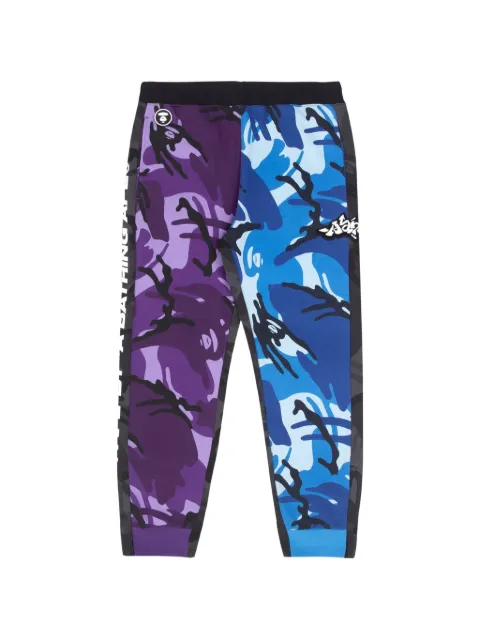 AAPE BY *A BATHING APE® Moonface camo-blocked track pants Blue AAPPTM6929XBJ