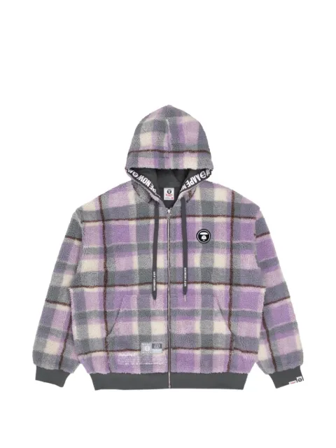 AAPE BY *A BATHING APE® Moonface plaid fleece hoodie Purple AAPSWM3972XXJ