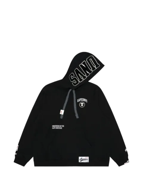 AAPE BY *A BATHING APE® Moonface embroidered raglan hoodie Black AAPSWMA363XXL