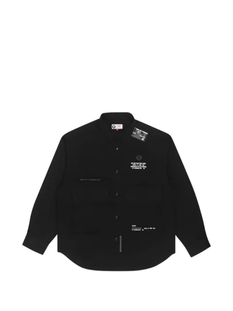 AAPE BY *A BATHING APE® Moonface logo-patch shirt Black AAPSTM8387XXH