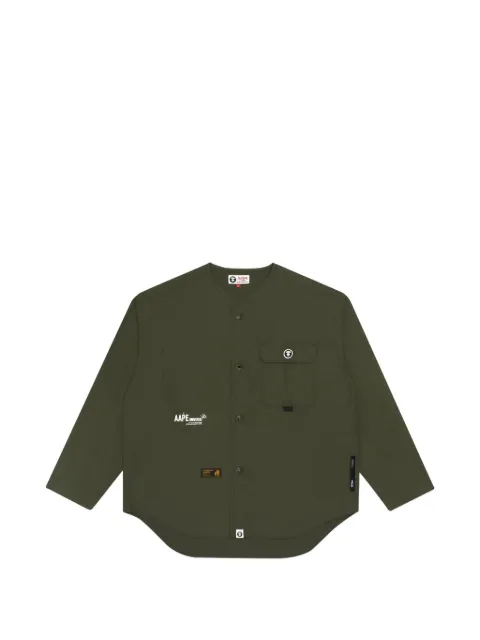 AAPE BY *A BATHING APE® Collarless logo-print shirt Green AAPTPM0498XXE