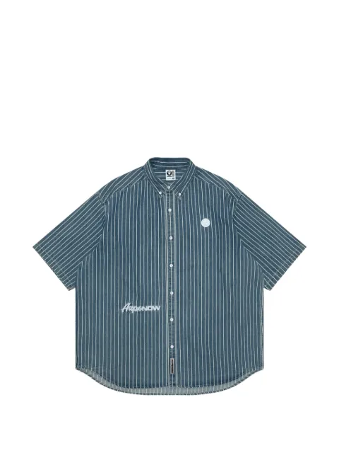 AAPE BY *A BATHING APE® AAPENOW logo-patch striped shirt Blue AAPSRM8515XAO