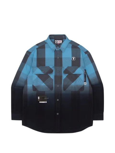 AAPE BY *A BATHING APE® Moonface gradient plaid shirt Blue AAPSTM8396XAI