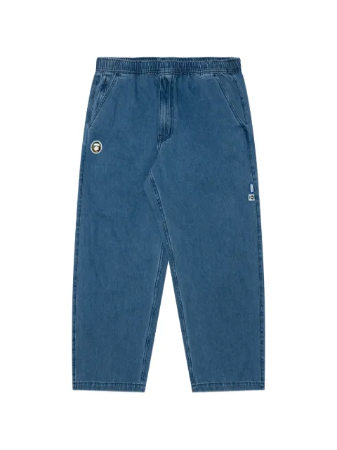 AAPE BY *A BATHING APE® Moonface patch loose-fit jeans Blue AAPJNMA623XXL