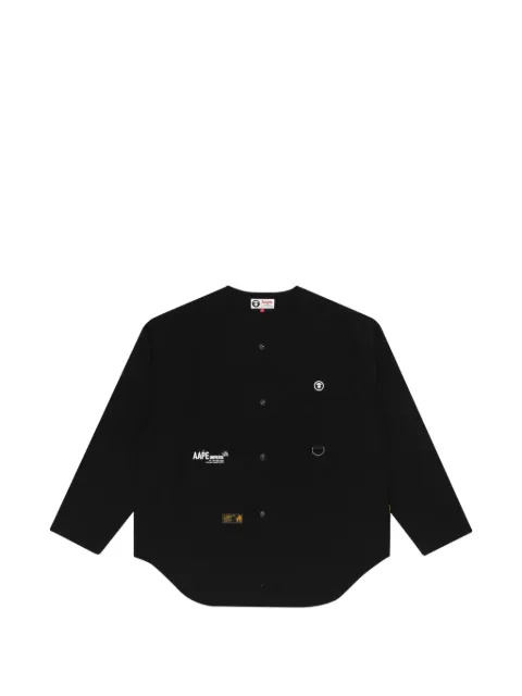 AAPE BY *A BATHING APE® collarless logo-print shirt Black AAPTPM0498XXE