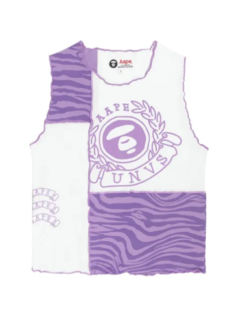 AAPE BY *A BATHING APE® Moonface patchwork tank top White AAPTKW0933XXI