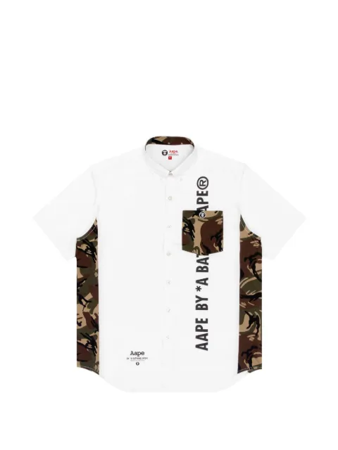 AAPE BY *A BATHING APE® camo-panel short-sleeve shirt White AAPSRM8344XXE