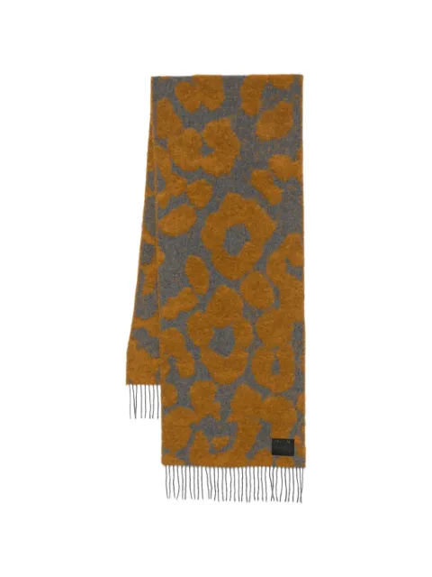 Paul Smith leopard-pattern fringed scarf Grey W1A250TW245