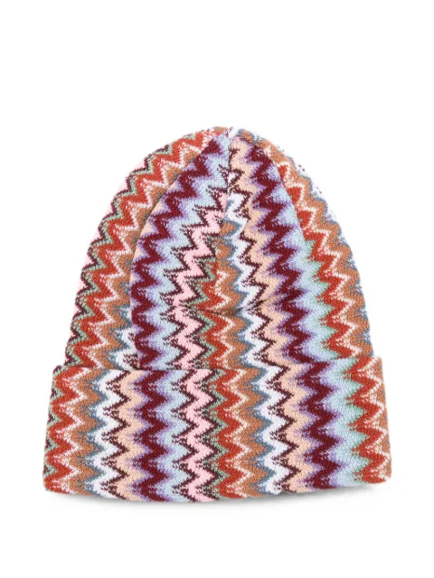 Missoni zigzag knit beanie hat Red CPRAWMDA823