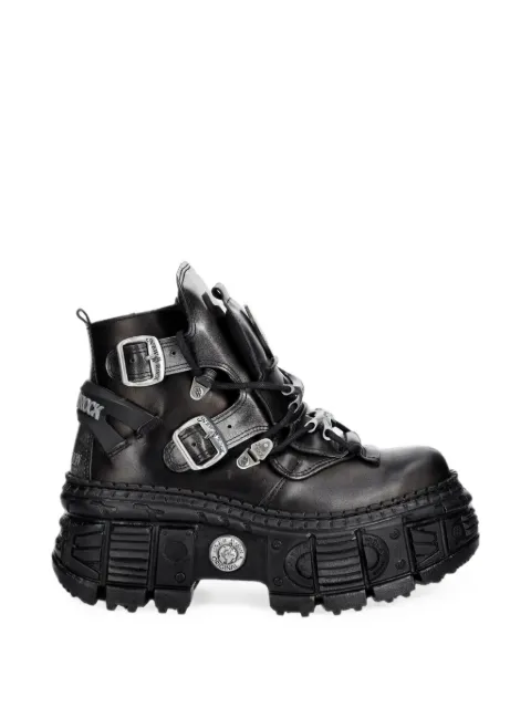 NEW ROCK Wall buckle-strap platform boots Black MWALL052CEV162