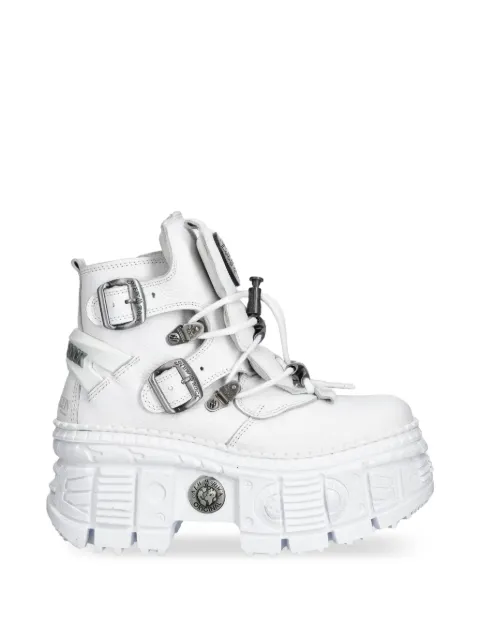 NEW ROCK M-WALL052-CEV161 buckle-fastening platform boots White MWALL052CEV161