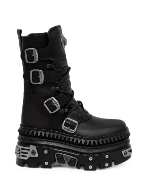 NEW ROCK buckled platform boots Black MWALL373S17