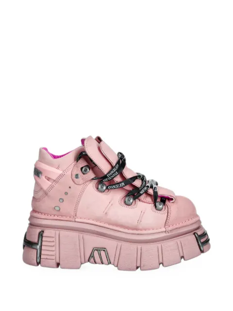 NEW ROCK M-106-CEV164 platform lace-up ankle boots Pink M106CEV164