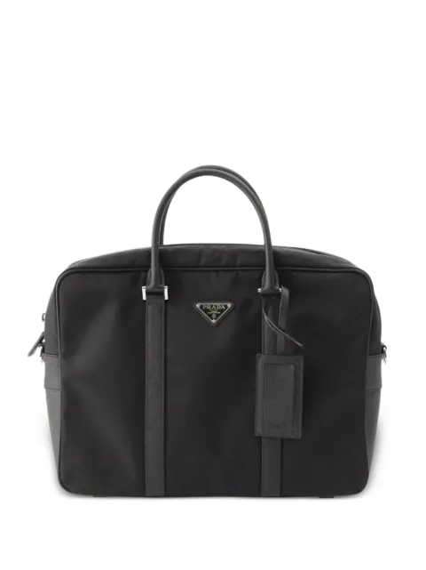 Prada Pre-Owned 2013-2026 Saffiano Trimmed Tessuto business bag Black H3O56ET6KGX5L0Z6