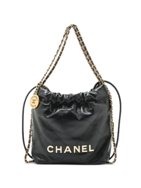 CHANEL Pre-Owned 2021-2026 Mini Shiny Calfskin 22 Handbag satchel Black OFUD49SJN3HD9G3E