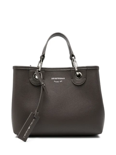 Emporio Armani grained-effect logo-print tote bag Grey EW000361AF12036