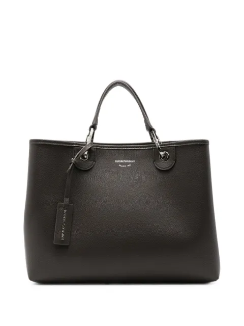 Emporio Armani logo-print grained tote bag Grey EW000360AF12036