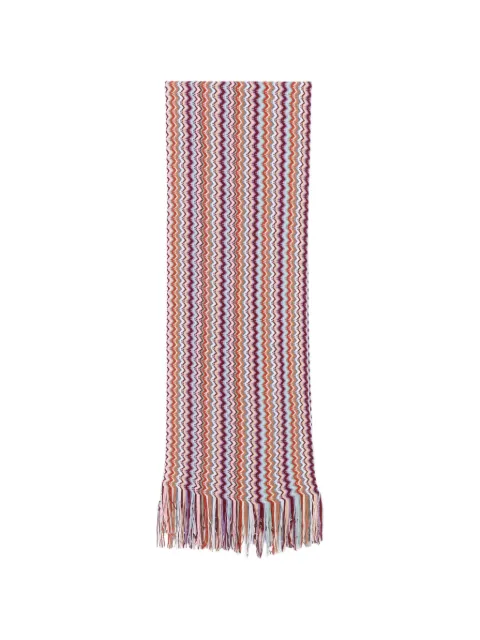 Missoni zig-zag pattern fringed scarf Neutrals SC35WMDA823