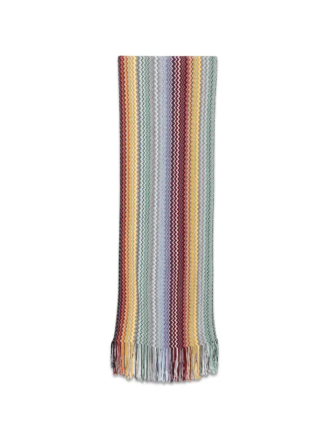 Missoni zig-zag-knit fringed scarf Grey SC35VMDA820