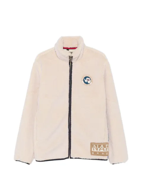 Napapijri logo-patch fleece jacket Neutrals NP0A8APEN5E1
