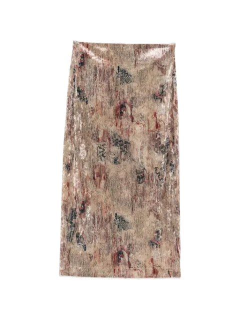 Pierre-Louis Mascia Ranat Filo Di Moss midi skirt Neutrals RANATSGO11874