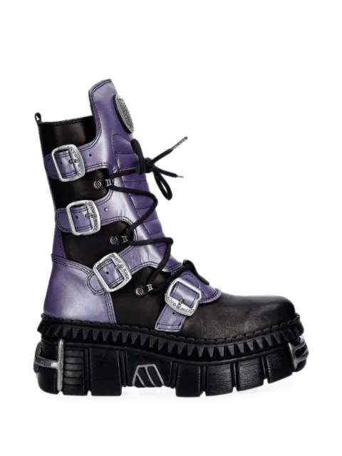 NEW ROCK x Attack on Titan buckled platform biker boots Black MWALL373CEV005