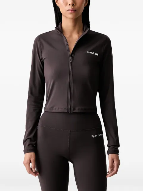 Sporty & Rich Serif logo-print zip-up jacket Brown TO018711300BR29
