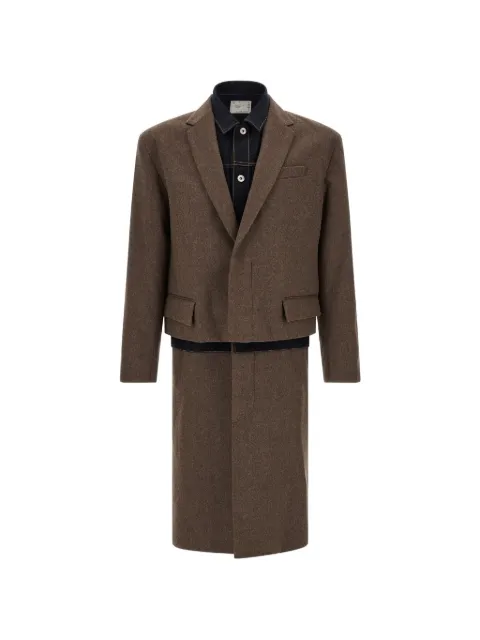 sacai wool flannel denim coat Brown 2604082M605