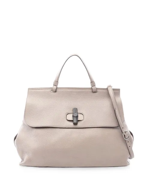 Gucci Pre-Owned 2000-2015 Large Calfskin Bamboo Daily satchel Neutrals MYY0TWAFZFJ0TB5N
