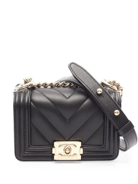 CHANEL Pre-Owned 2021-2026 Mini Chevron Lambskin Boy Flap crossbody bag Black YQW4J4TFE227RR51