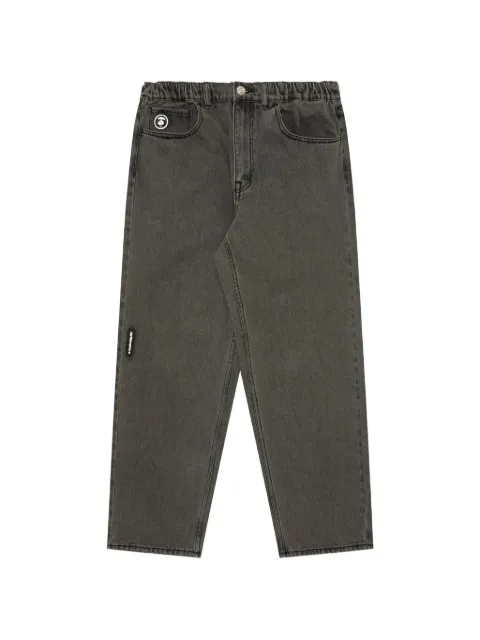 AAPE BY *A BATHING APE® Now Mooonface patch relaxed jeans Grey AAPJNMA665XXM