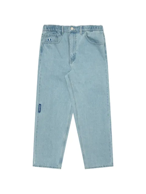 AAPE BY *A BATHING APE® Moonface-patch relaxed jeans Blue AAPJNMA665XXM