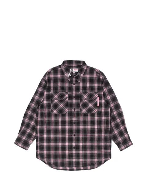AAPE BY *A BATHING APE® Moonface plaid shirt Pink AAPSTW8418XAJ