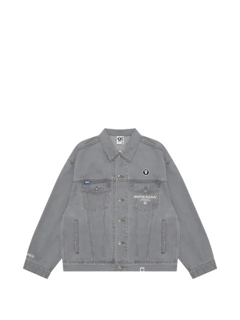 AAPE BY *A BATHING APE® Moonface-detail denim jacket Grey AAPLJM7525XXJ