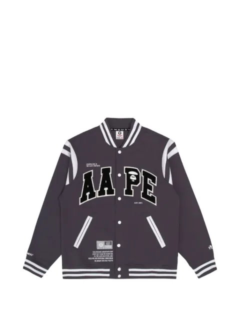 AAPE BY *A BATHING APE® Moonface patch baseball jacket Grey AAPSWM3981XXJ