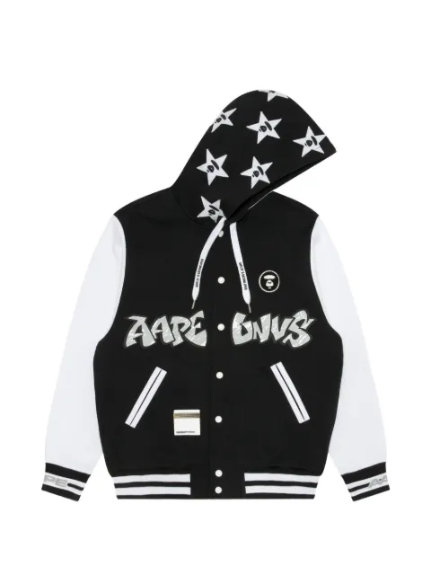 AAPE BY *A BATHING APE® Moonface embroidered hooded jacket Black AAPSWMA366XXL