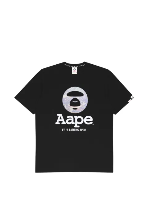 AAPE BY *A BATHING APE® Moonface hologram logo T-shirt Black AAPTEM1267XXK