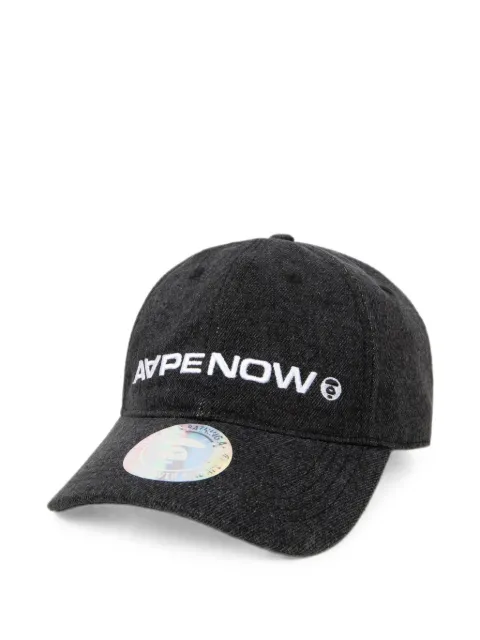 AAPE BY *A BATHING APE® Moonface embroidered denim cap Black AAPCPM5134XXJ