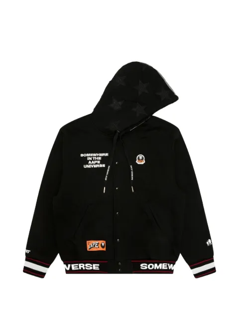 AAPE BY *A BATHING APE® Varsity Moonface logo hoodie Black AAPSWMB347XXN