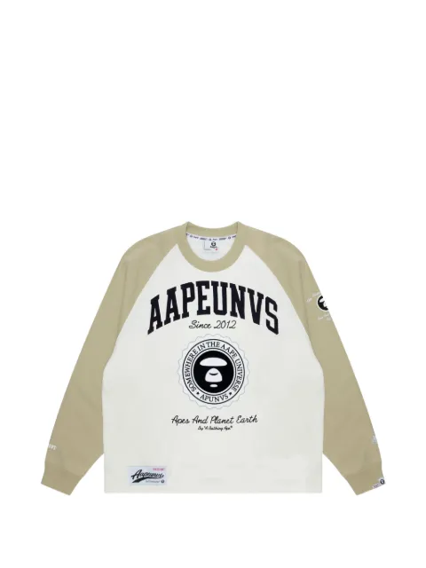 AAPE BY *A BATHING APE® Moonface-detail raglan-sleeve sweatshirt White AAPSWMA348XXL