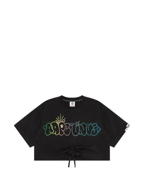 AAPE BY *A BATHING APE® Moonface gradient cropped T-shirt Grey AAPTEW0938XXI
