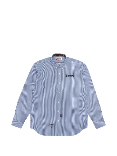 AAPE BY *A BATHING APE® logo-embroidered striped shirt Blue AAPSTM8340XAE