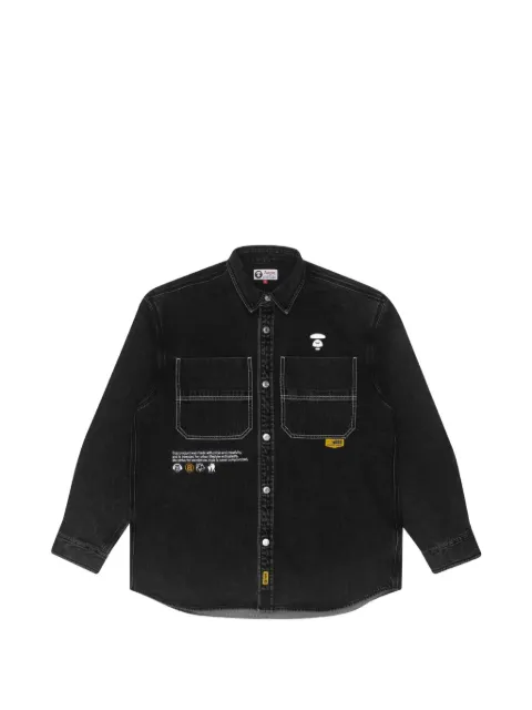 AAPE BY *A BATHING APE® Moonface embroidered denim shirt Blue AAPSTM8371XXG