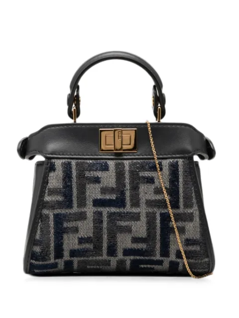 Fendi Pre-Owned 2010-2026 Nano Zucca Chenille Peekaboo satchel Grey C3W3R0IRYR684XCC