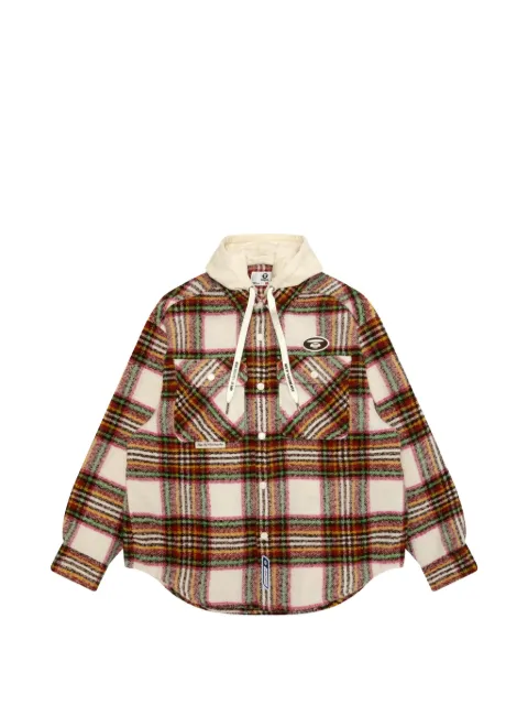 AAPE BY *A BATHING APE® Moonface check hooded jacket Brown AAPSTM8549XXP