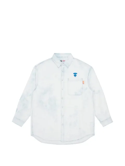 AAPE BY *A BATHING APE® tie-dye embroidered shirt White AAPSTW8378XAG