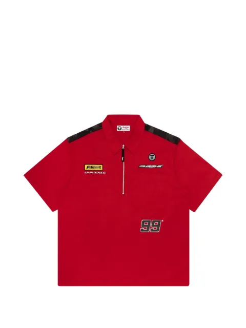 AAPE BY *A BATHING APE® logo-patch zip-fastening polo shirt Red AAPSRM8347XXE