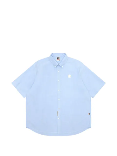 AAPE BY *A BATHING APE® Moonface-patch short-sleeve shirt Blue AAPSRM8516XXO