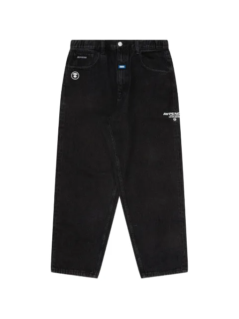 AAPE BY *A BATHING APE® Moonface patch relaxed jeans Black AAPPTM6909XXJ