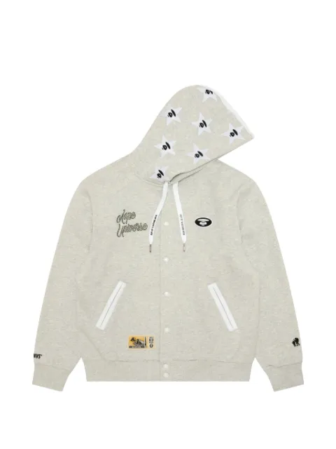 AAPE BY *A BATHING APE® AAPEUNVS moonface logo-patch hoodie Grey AAPSWMC392XAP